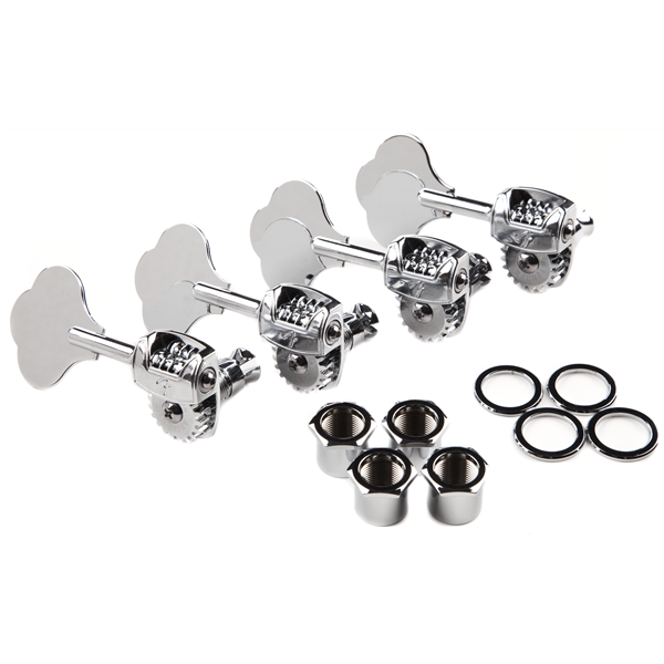 Fender - Deluxe "F" Stamp Bass Tuning Machines - Left-Hand - (4) - Chrome - 009-7336-049