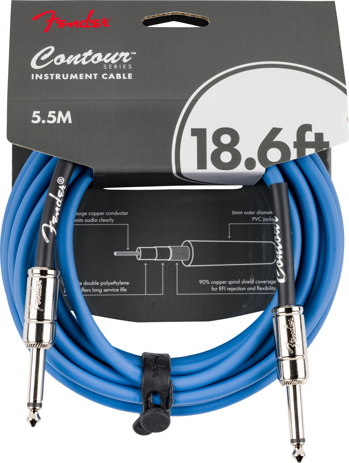 Fender - Contour™ Instrument Cable - Lake Placid Blue - 18.6'
