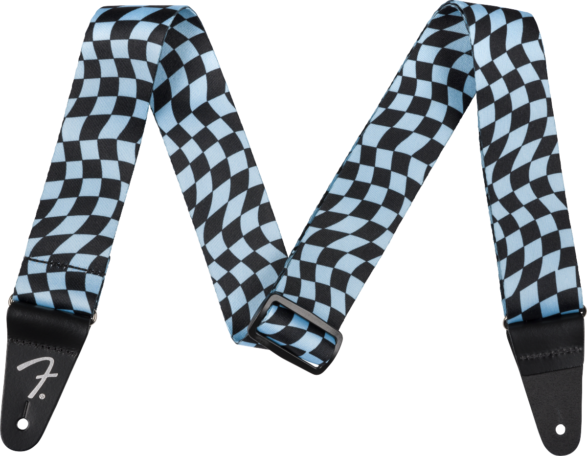 Fender - Wavy Checkerboard Polyester Strap, Blue - 099-0637-262