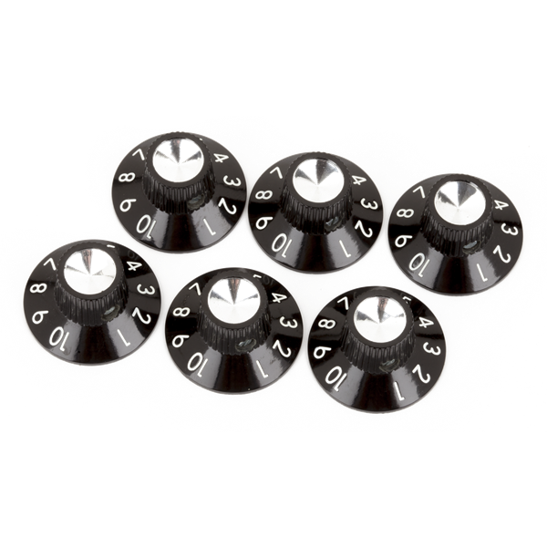Fender - Pure Vintage Black/Silver Skirted Amplifier Knobs - (6) - 099-0930-000