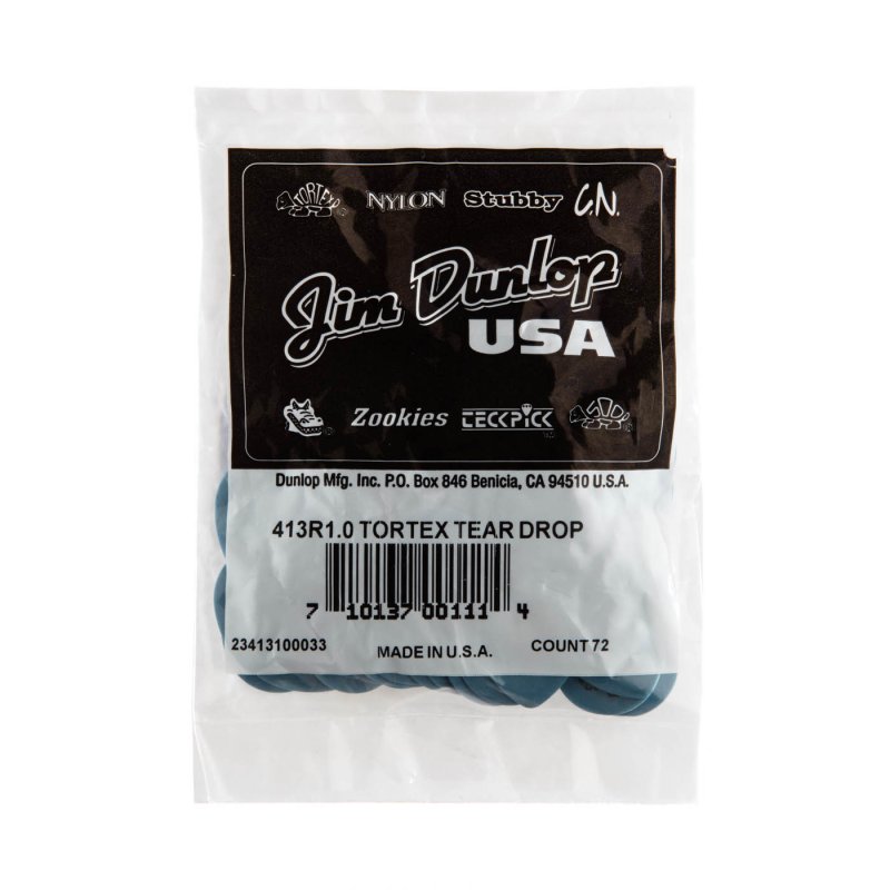 Tortex - Blue 1.0mm Tortex® Teardrop Guitar Pick (72/pack) - 413R-1.0
