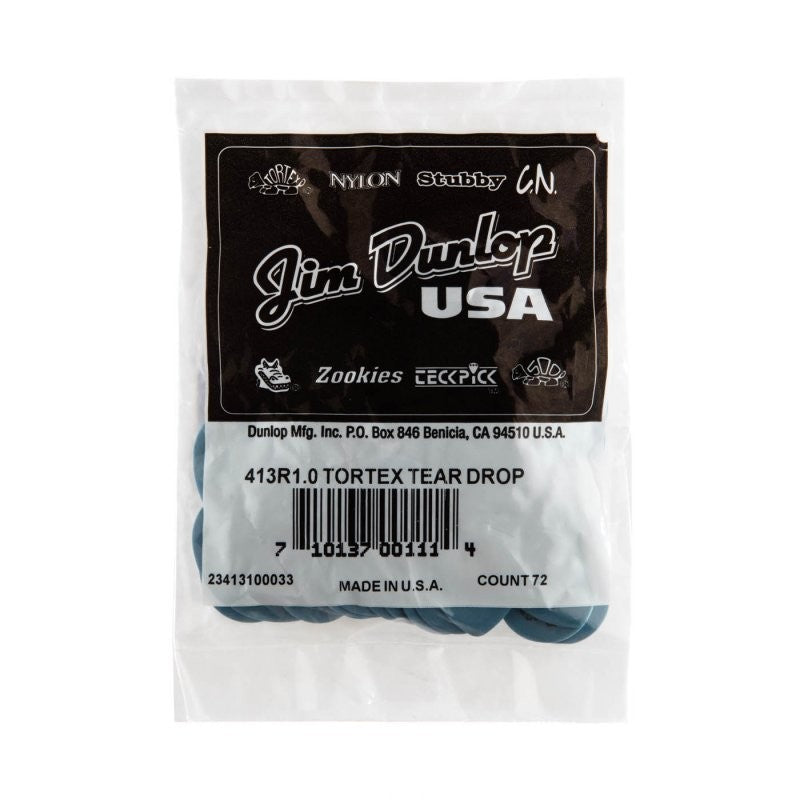Tortex - Blue 1.0mm Tortex® Teardrop Guitar Pick (72/pack) - 413R-1.0