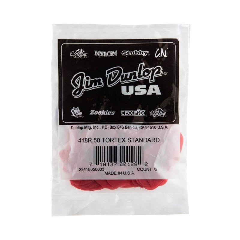 Dunlop - Red 0.50mm Tortex® Standard Guitar Pick (72/bag) - 418R-50