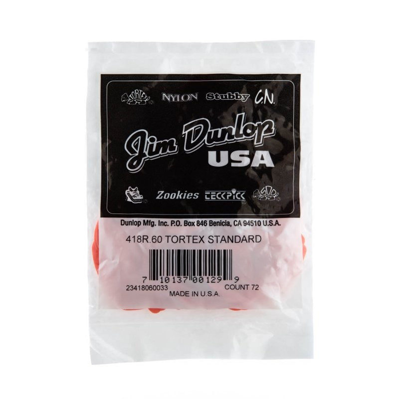 Dunlop - Orange 0.60mm Tortex® Standard Guitar Pick (72/bag) - 418R-60