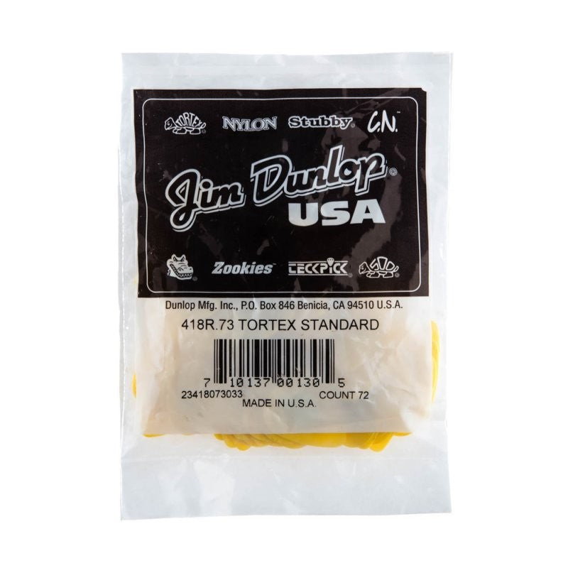 Dunlop - Yellow 0.73mm Tortex® Standard Guitar Pick (72/bag) - 418R-73