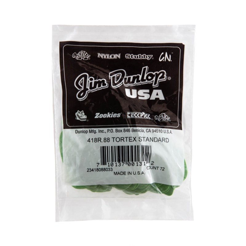 Dunlop - Green 0.88mm Tortex® Standard Guitar Pick (72/bag) - 418R-88