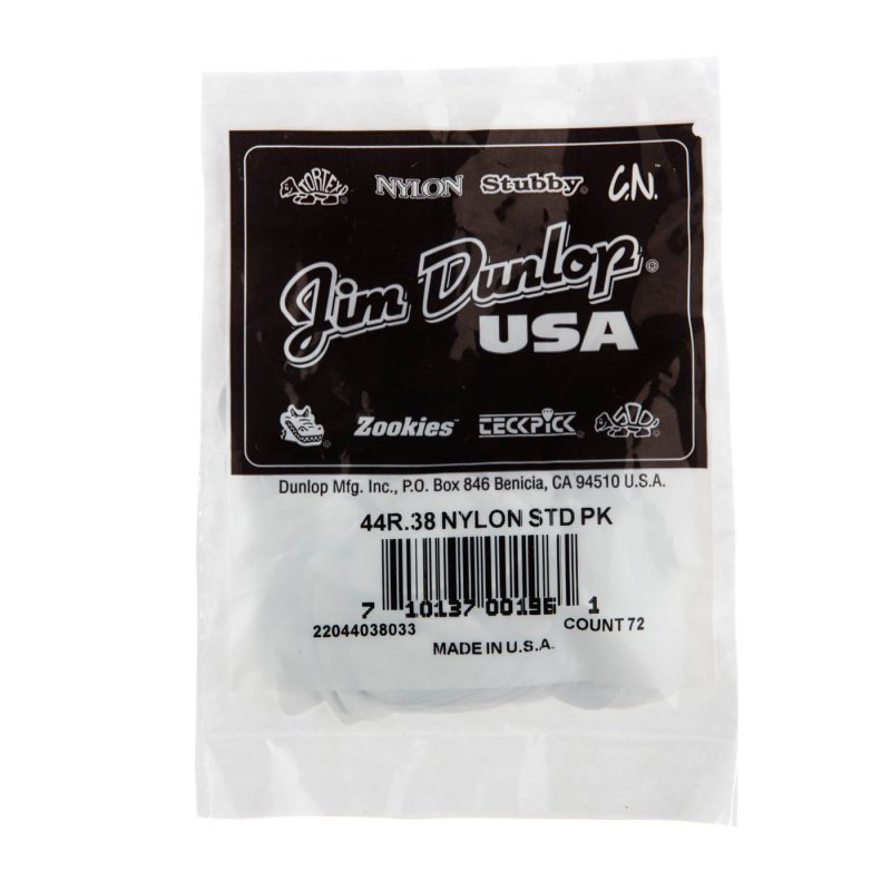 Dunlop - 0.38mm Nylon Guitar Pick (72-Pack) - 44R-38