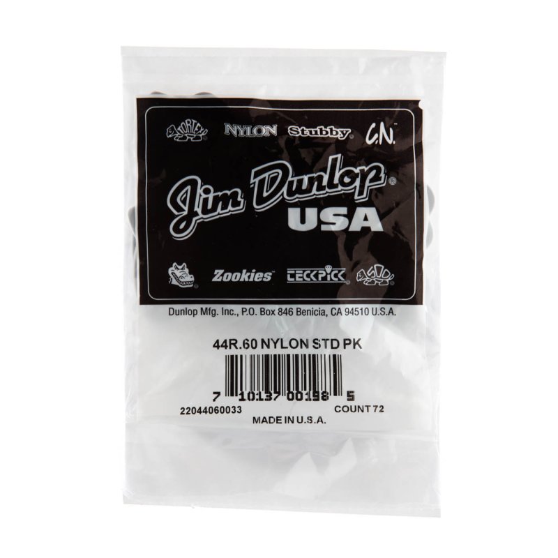 Dunlop - 0.60mm Nylon Guitar Pick (72/bag) - 44R-60
