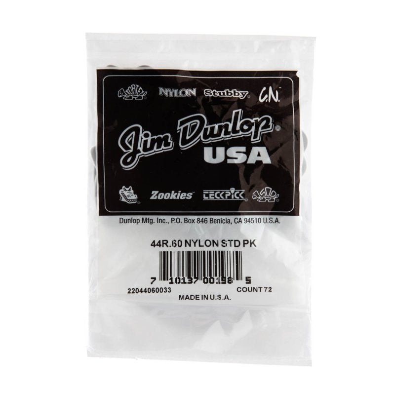 Dunlop - 0.60mm Nylon Guitar Pick (72/bag) - 44R-60