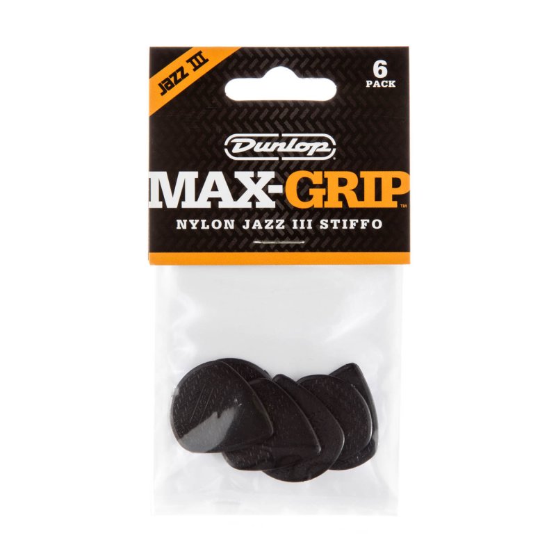 Dunlop - Max-grip® Jazz III Nylon Guitar Pick (6/pack) - 471P3S