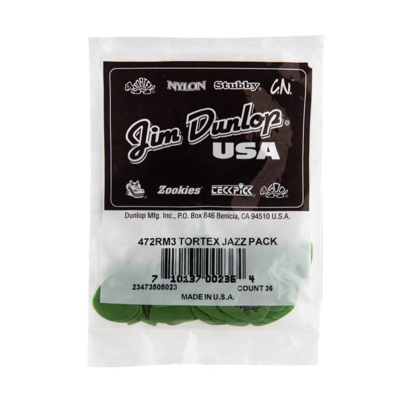 Dunlop - Green Tortex® Jazz III Guitar Pick (36/bag) - 472RM3