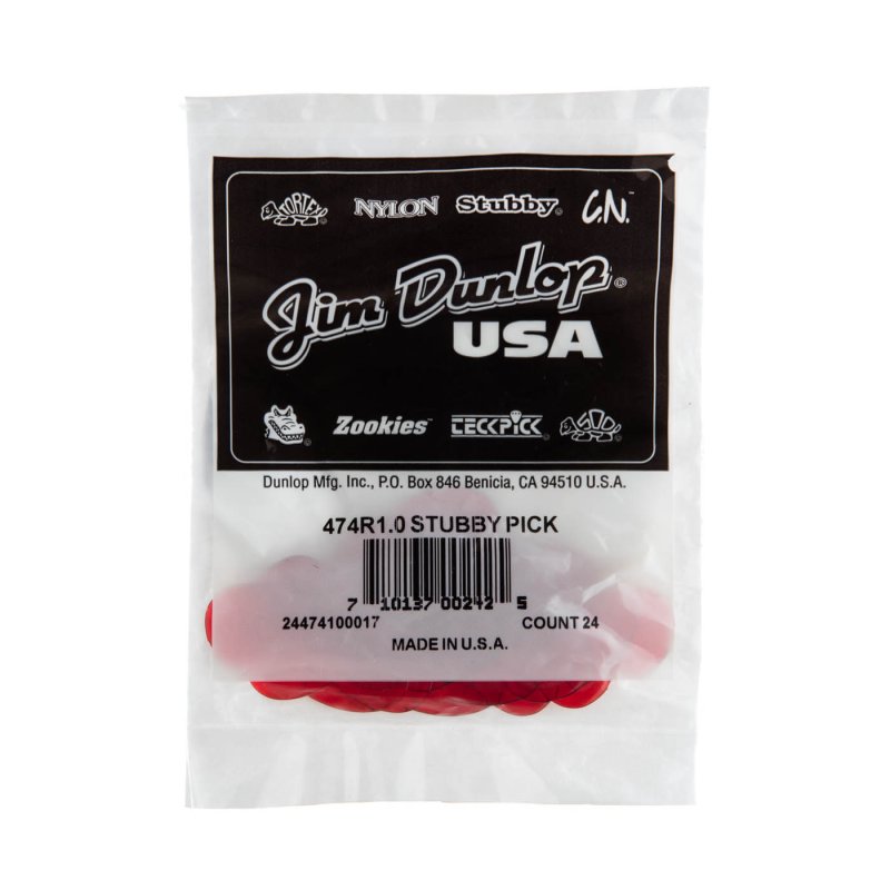 Dunlop - 1.0mm Stubby® Jazz Guitar Picks (24/bag) - 474R1.0