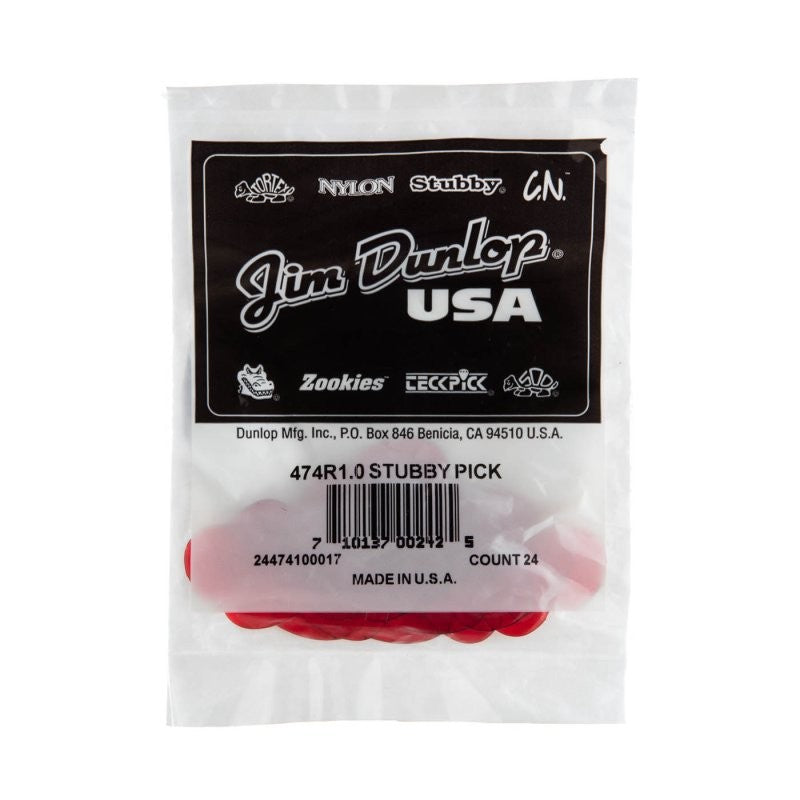 Dunlop - 1.0mm Stubby® Jazz Guitar Picks (24/bag) - 474R1.0