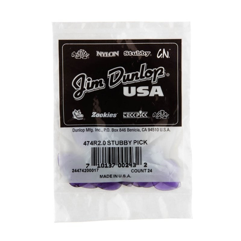 Dunlop - 2.0mm Stubby® Jazz Guitar Picks (24/bag) - 474R2.0