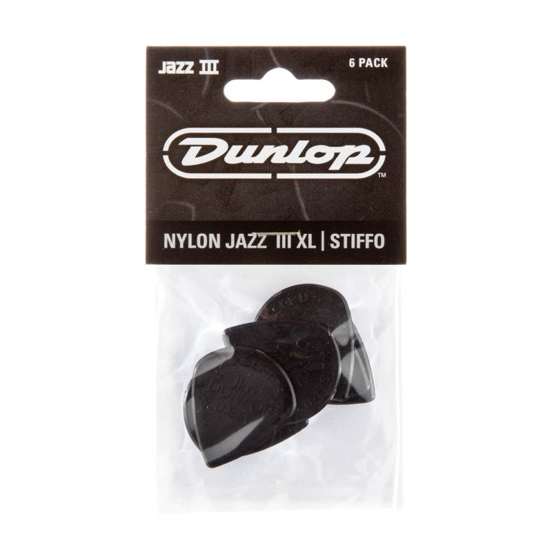 Dunlop - Black Stiffo Nylon Jazz III XL Guitar Pick (6/pack) - 47PXL-S