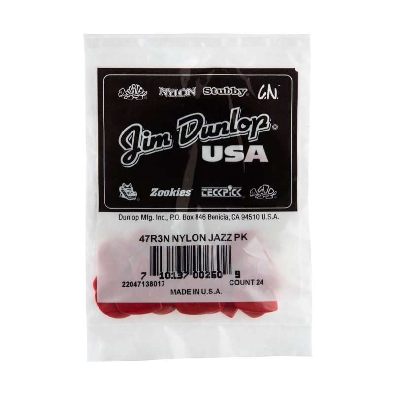Dunlop - Red Nylon Jazz III Guitar Pick (24/bag) - 47R3N