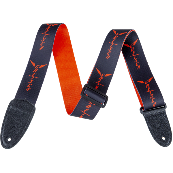 Gretsch - Gretsch® Wing Logo Pattern Strap - Black with Orange Logos - 922-9464-002