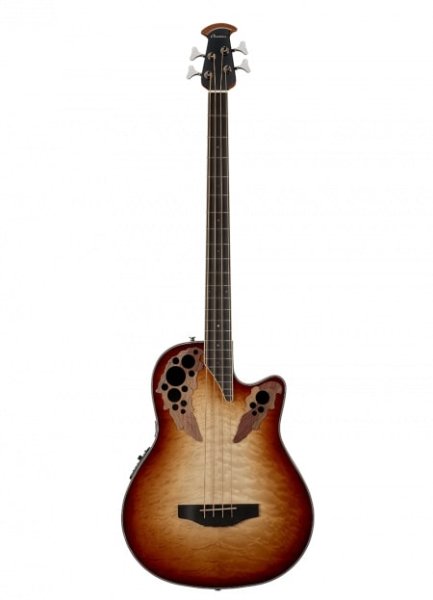 Ovation - Celebrity Elite Exotic Mid Quilt Maple Acoustic / Electric Bass, Cognac Burst / Natural Gloss - CEB44X-7C