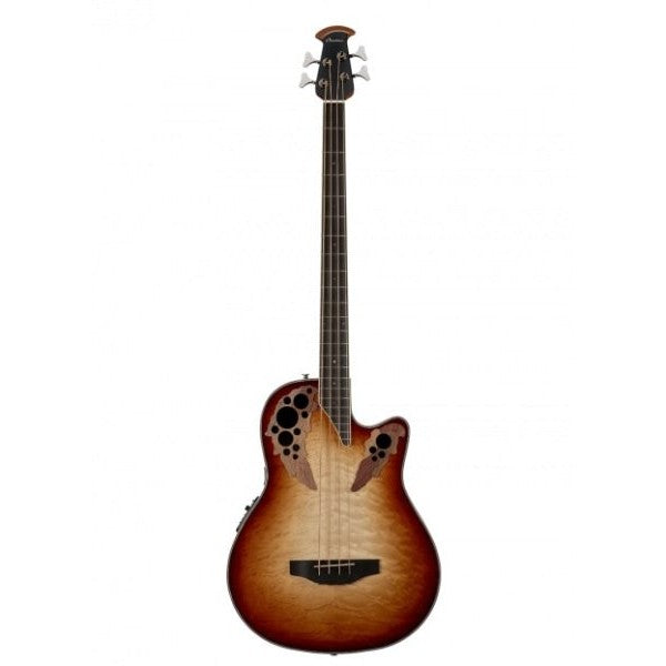 Ovation - Celebrity Elite Exotic Mid Quilt Maple Acoustic / Electric Bass, Cognac Burst / Natural Gloss - CEB44X-7C