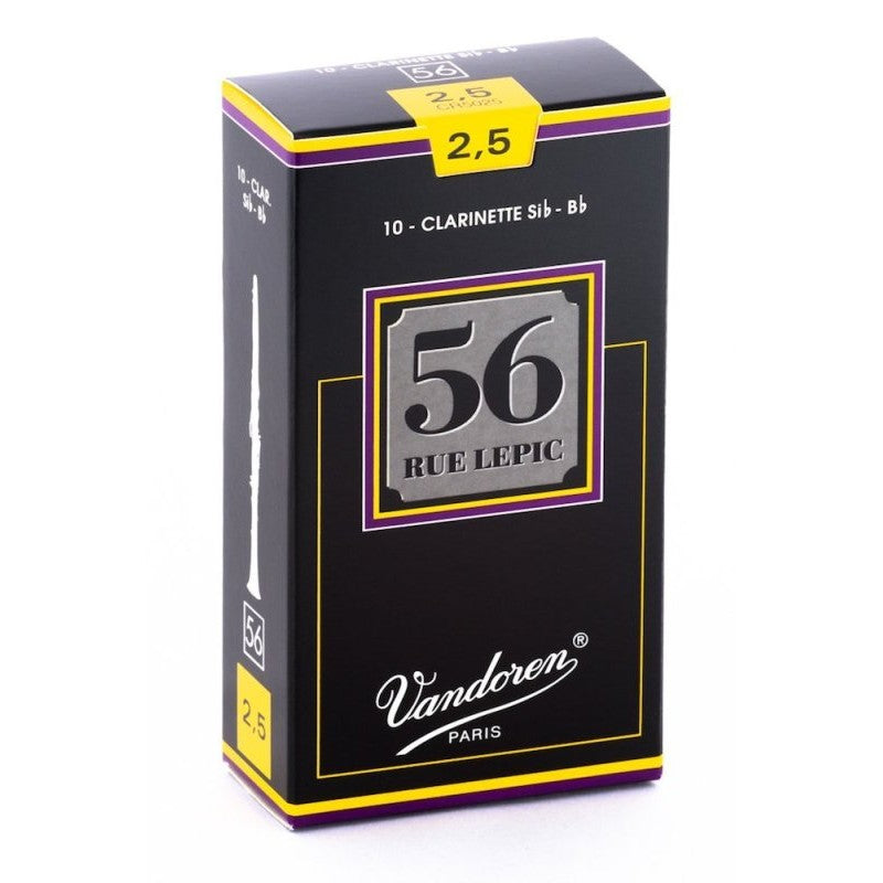 Vandoren - Bb Clarinet 56 Rue Lepic Reeds Strength 2.5; Box of 10 - CR5025