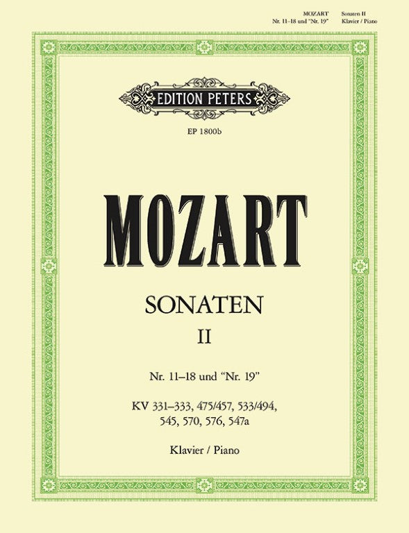 Edition Peters - W.A. Mozart - Piano Sonatas, Vol. 2: Nos. 11-18 and No. 19