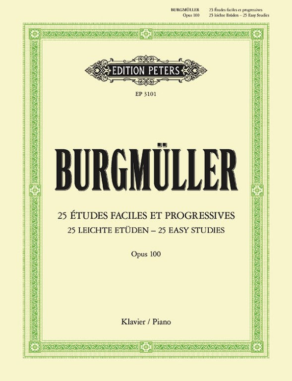 Edition Peters - J.F. Burgmüller - 25 Études faciles et progressives (Easy Studies) Op. 100 for Piano