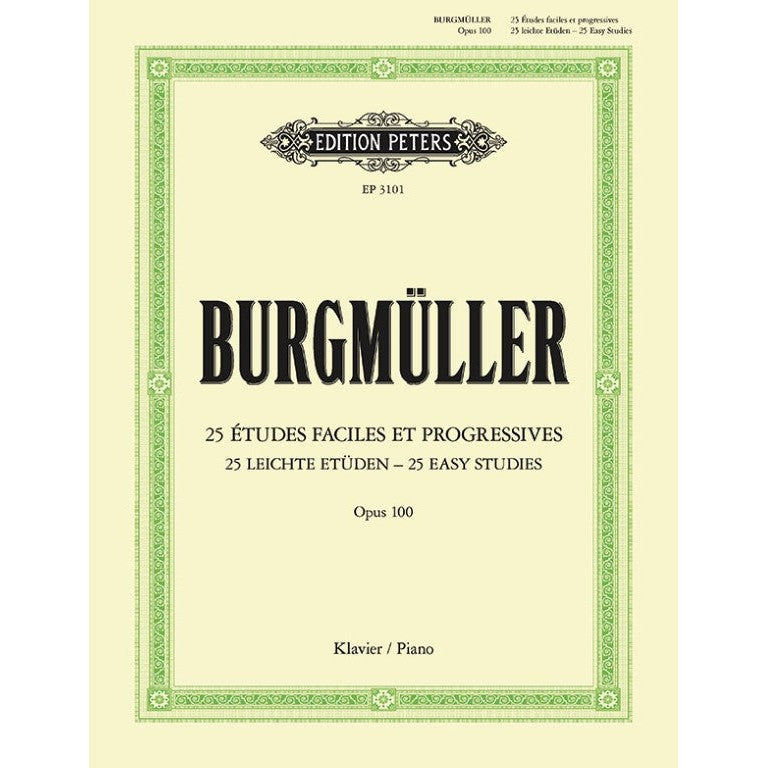 Edition Peters - J.F. Burgmüller - 25 Études faciles et progressives (Easy Studies) Op. 100 for Piano