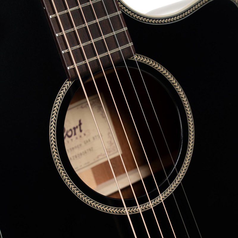 Cort Guitars - Essence Series Grand Auditorium Acoustic Guitar - Black Top Semi Gloss - ESSENCEGA4BTSG