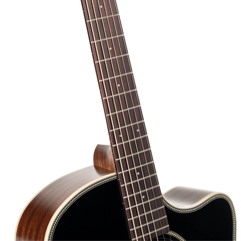 Cort Guitars - Essence Series Grand Auditorium Acoustic Guitar - Black Top Semi Gloss - ESSENCEGA4BTSG