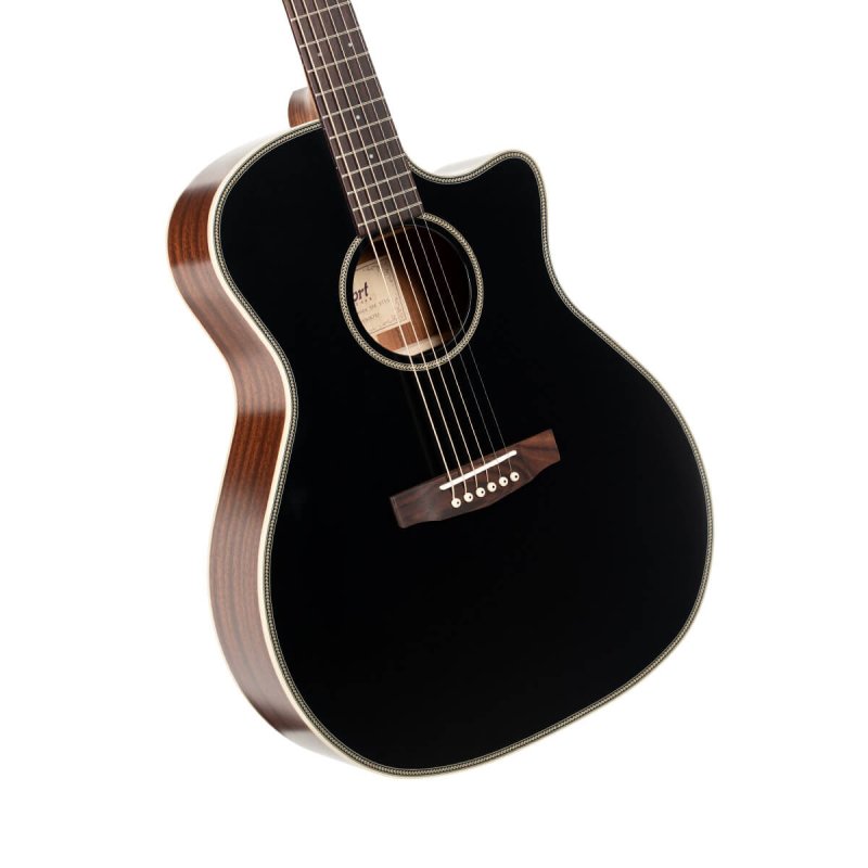 Cort Guitars - Essence Series Grand Auditorium Acoustic Guitar - Black Top Semi Gloss - ESSENCEGA4BTSG