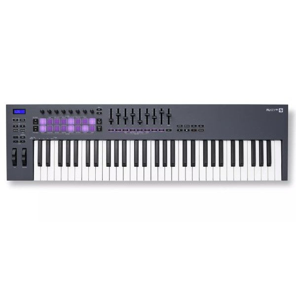 Novation - 61-Key MIDI Controller Keyboard with 16 RGB-backlit Pads, 8 Knobs, 9 Faders, and Pitch Bend - FLKEY-61