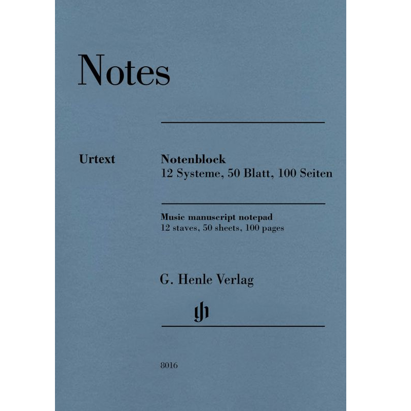 Henle Notes, Music Manuscript Notepad - Pad with Music Paper G. Henle Verlag HN8016 HN 8016 HL51488016 51488016