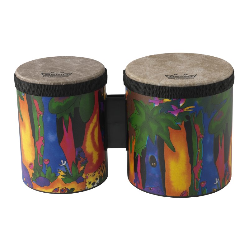 Remo - Kid's Percussion, Bongos, 5/6 Diameters, Rain Forest Fabric - KD-5400-01