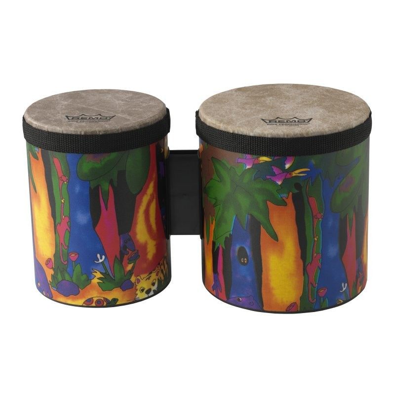 Remo - Kid's Percussion, Bongos, 5/6 Diameters, Rain Forest Fabric - KD-5400-01