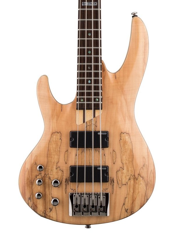 ESP - LTD Spalted Maple Natural Satin Left-handed Bass Guitar - LB204SMNSLH