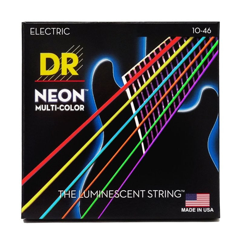 DR Handmade Strings - Neon Multi-color Coated Electric Guitar Strings - Medium (10-46) - NMCE-10