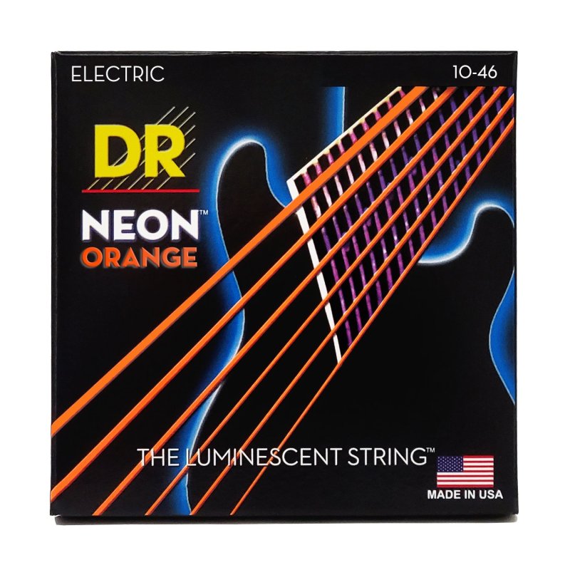 DR Handmade Strings - Neon Orange Coated Electric Guitar Strings - Medium (10-46) - NOE-10