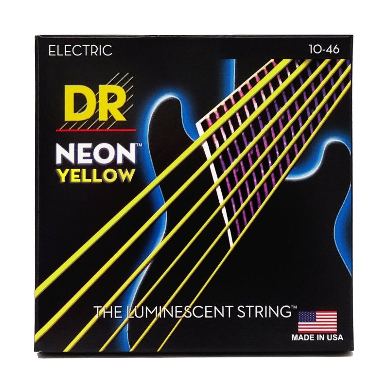 DR Handmade Strings - Neon Yellow Coated Electric Guitar Strings - Medium (10-46) - NYE-10