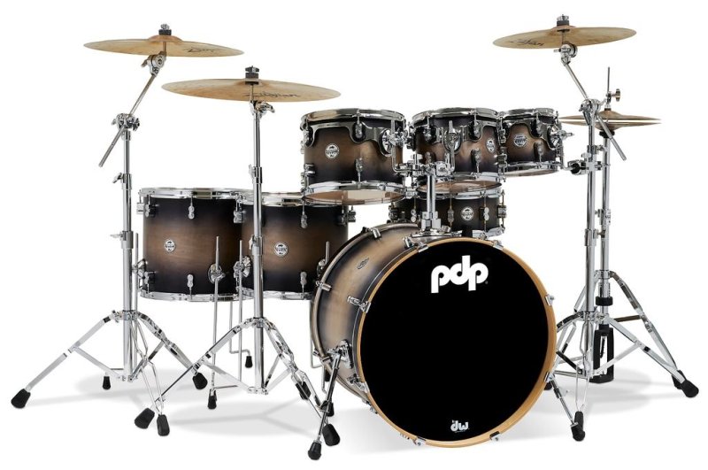 PACIFIC DRUMS & PERC - Concept Maple 7-Piece Maple Shell Pack, Satin Charcoal Burst - PDCM2217SCB