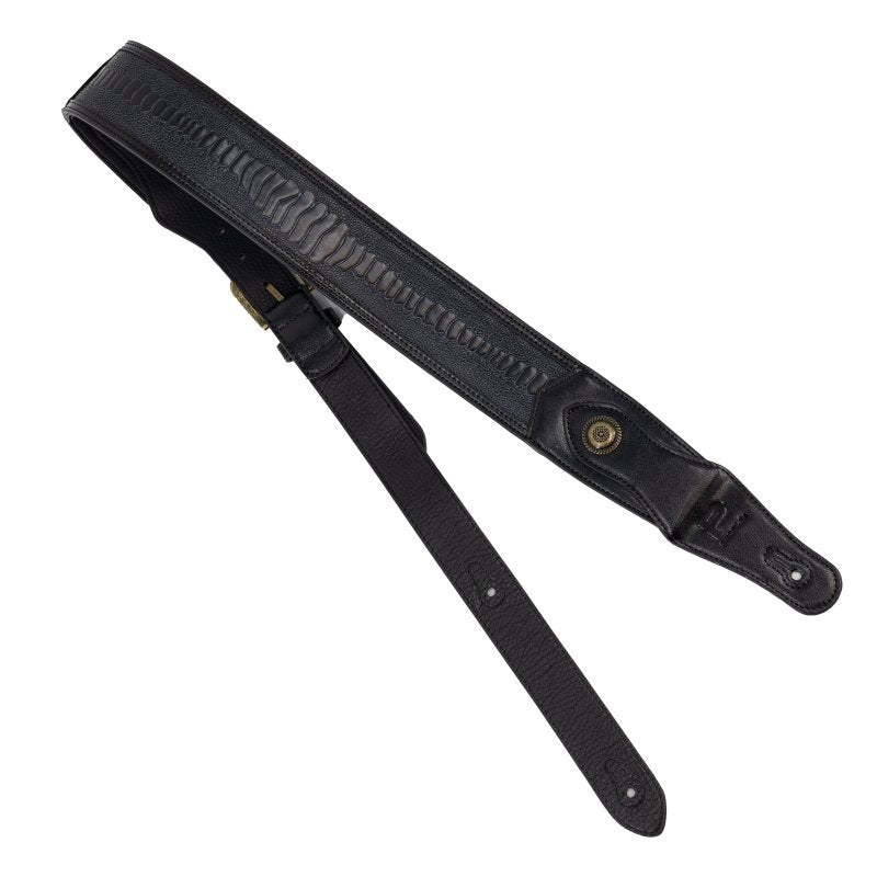 Profile - Western Strap with Brass Buckle, Black Crocodile Pattern - PGS-EGL-6500-BK