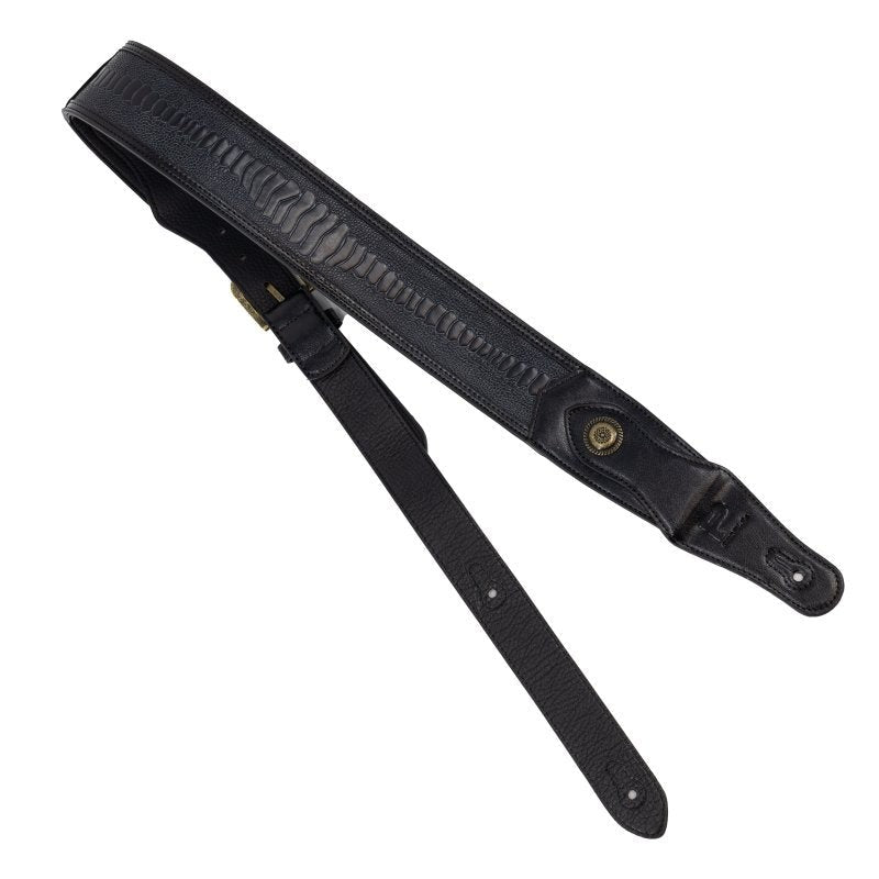 Profile - Western Strap with Brass Buckle, Black Crocodile Pattern - PGS-EGL-6500-BK