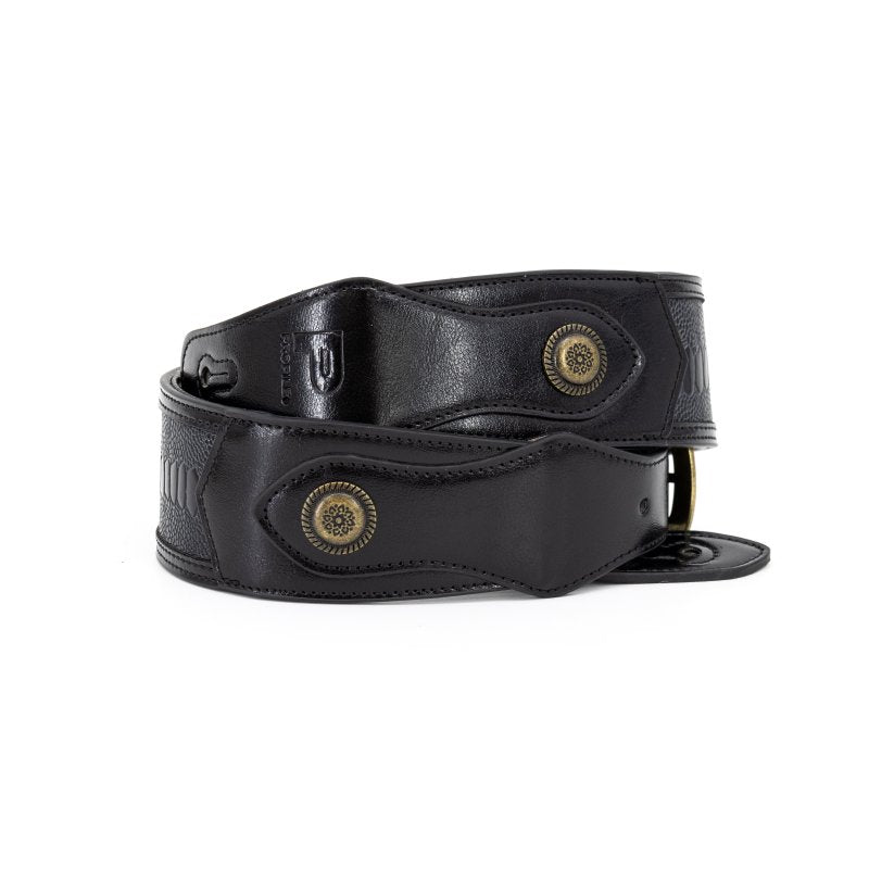 Profile - Western Strap with Brass Buckle, Black Crocodile Pattern - PGS-EGL-6500-BK