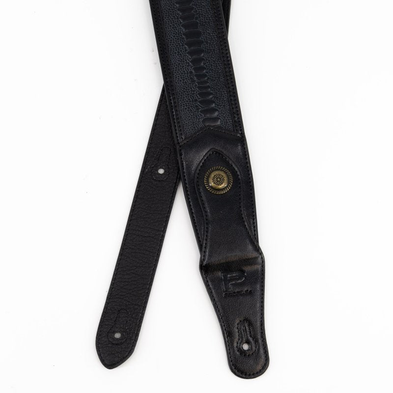 Profile - Western Strap with Brass Buckle, Black Crocodile Pattern - PGS-EGL-6500-BK