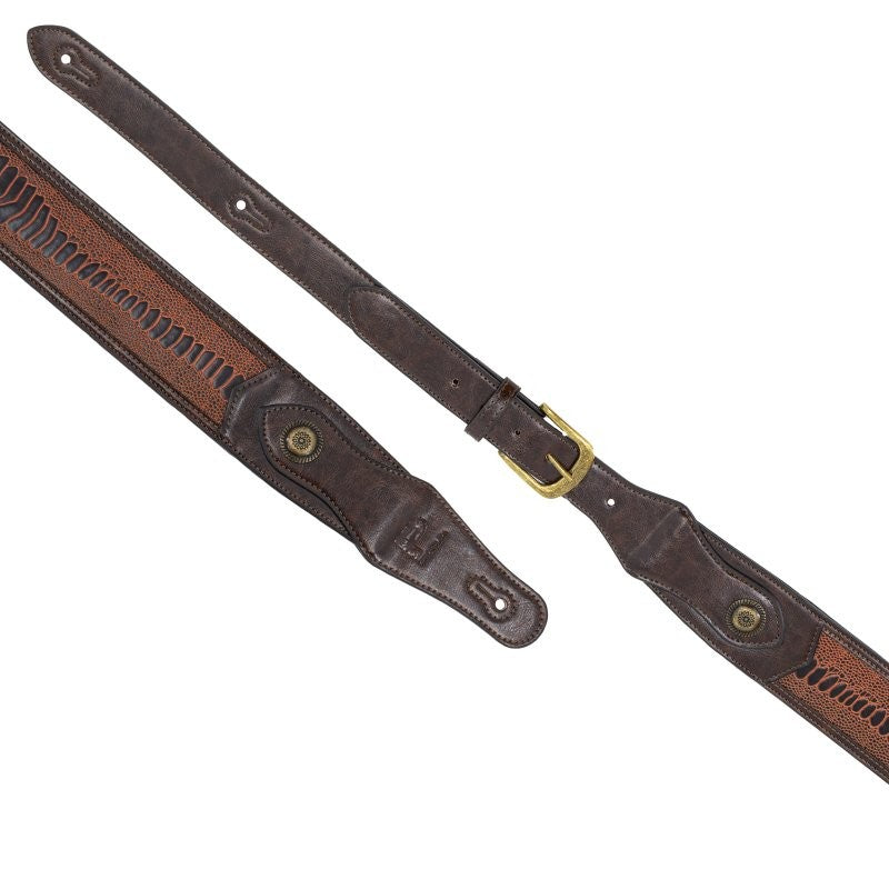 Profile - Western Strap with Brass Buckle, Brown Crocodile Pattern - PGS-EGL-6500-BR