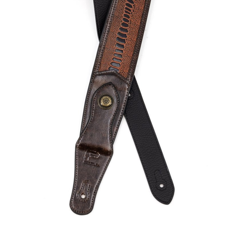 Profile - Western Strap with Brass Buckle, Brown Crocodile Pattern - PGS-EGL-6500-BR