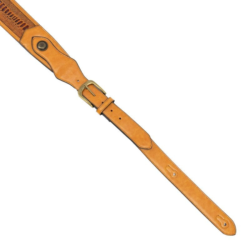 Profile - Western Strap with Brass Buckle, Tan Crocodile Pattern - PGS-EGL-6500-TN