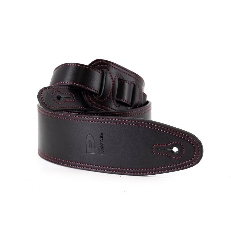 Profile - 2.5" Leather Strap with Red Double Stitching, Black - PGS-IL-7100-BKRD