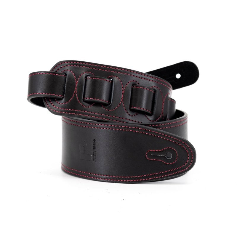 Profile - 2.5" Leather Strap with Red Double Stitching, Black - PGS-IL-7100-BKRD