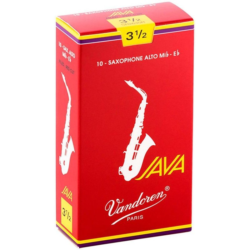 Vandoren - Alto Sax JAVA Red Reeds Strength 3.5; Box of 10 - SR2635R