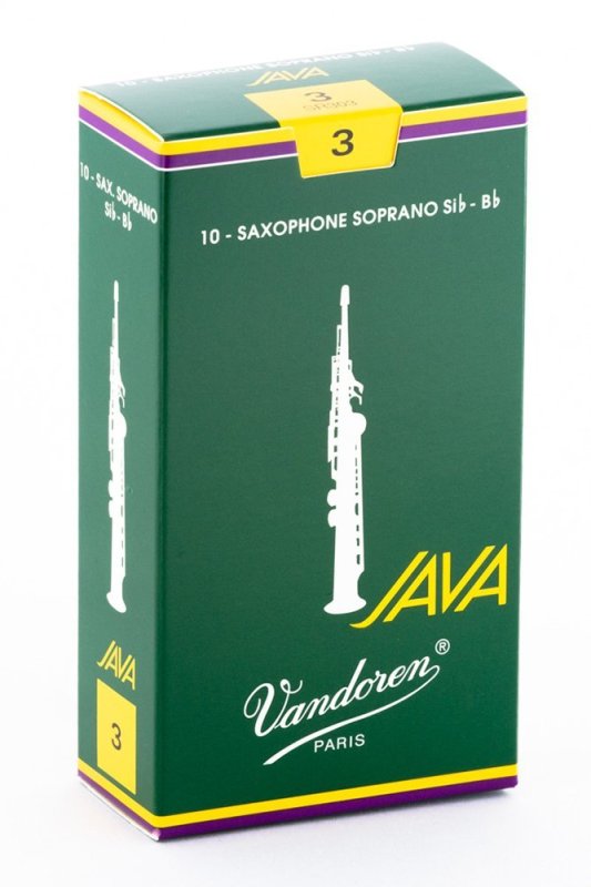 Vandoren - Soprano Sax JAVA Reeds Strength 3; Box of 10 - SR303